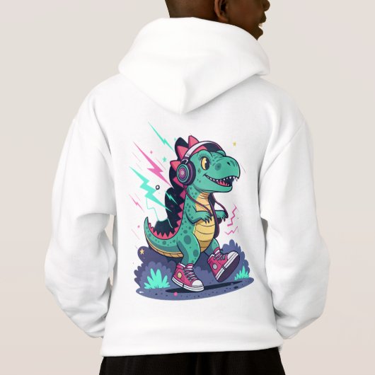 Electric Dino Kids T-Shirt Design Neon Pop (裏面)