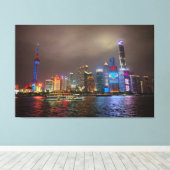 Electric Dreams - Futuristic Shanghai Skyline, A C キャンバスプリント (インサイチュ (ウッドフロア))