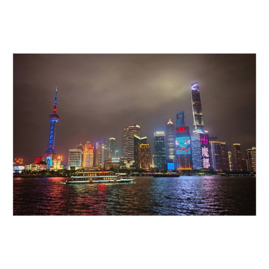Electric Dreams - Futuristic Shanghai Skyline, A C フォトプリント (正面)