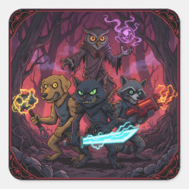 Electric Fantasy Animal Warrior Art スクエアシール