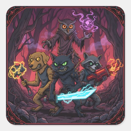 Electric Fantasy Animal Warrior Art スクエアシール (正面)