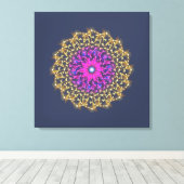 Electric Flower – Symmetrical Color Wave キャンバスプリント (インサイチュ (ウッドフロア))