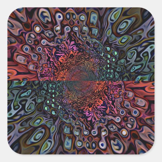 Electric Fractal Kaleidoscope Abstract Design スクエアシール (正面)