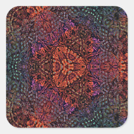 Electric Fractal Kaleidoscope Abstract Design スクエアシール