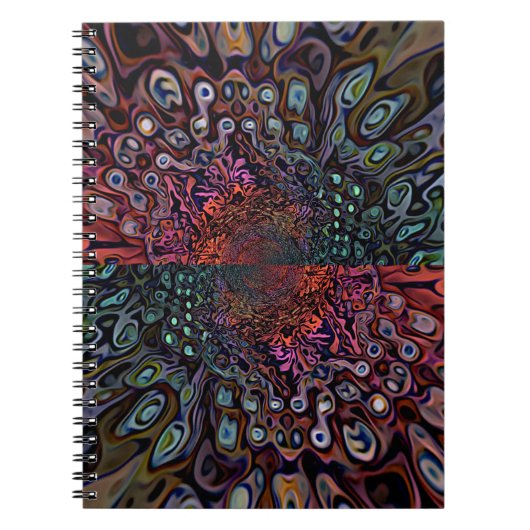 Electric Fractal Kaleidoscope Abstract Design ノートブック (正面)