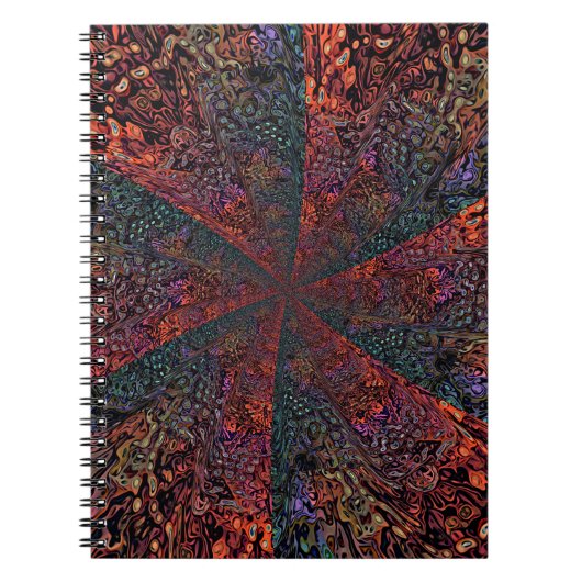 Electric Fractal Kaleidoscope Abstract Design ノートブック (正面)