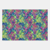 Electric Garden Neon Impressionism Vibrant Abstrac ラッピングペーパーシート (正面2)