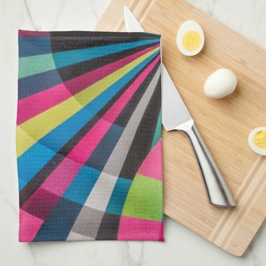 Electric Geometry Radio Waves & Sunrays Art Deco  キッチンタオル (四つ折り)