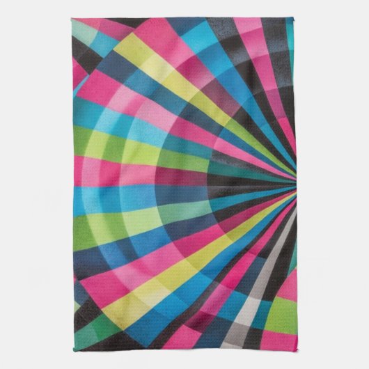 Electric Geometry Radio Waves & Sunrays Art Deco  キッチンタオル (縦)