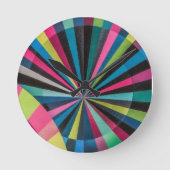 Electric Geometry Radio Waves & Sunrays Art Deco  ラウンド壁時計 (正面)