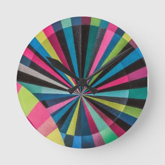 Electric Geometry Radio Waves & Sunrays Art Deco  ラウンド壁時計 (正面)