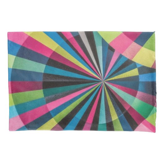 Electric Geometry Radio Waves & Sunrays Art Deco  枕カバー (正面)