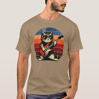 Electric Guitar Cat Rock Music Cat boy Tシャツ