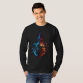 Electric Guitar Flames Guitarist Musician Retro Gu Tシャツ (正面フル)