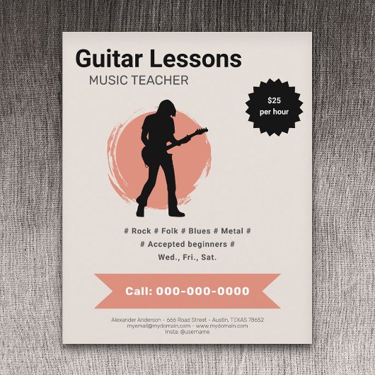 Electric Guitar Lessons Flyer チラシ