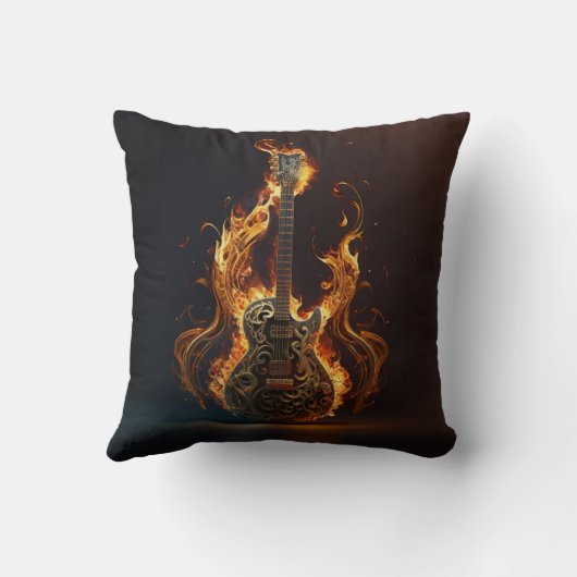Electric guitar on fire                            クッション (裏面)