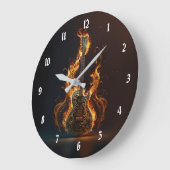 Electric guitar on fire            ラージ壁時計 (傾斜)