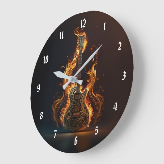 Electric guitar on fire            ラージ壁時計 (傾斜)