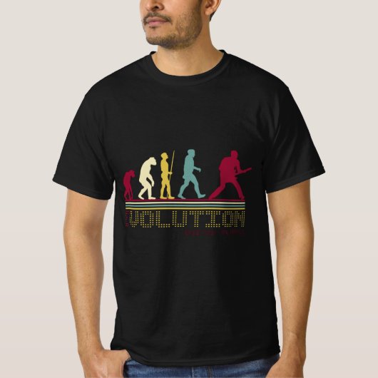 Electric Guitar Player Guitarist Evolution Funny R Tシャツ (正面)