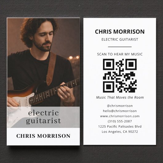 Electric Guitarist Musician QR Code Photo 名刺