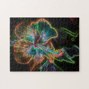 Electric Hibiscus Flower Art #2 ジグソーパズル