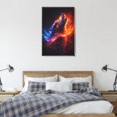 Electric Howl – Fire & Ice Wolf Canvas Print キャンバスプリント (インサイチュ (寝室))