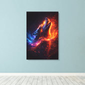Electric Howl – Fire & Ice Wolf Canvas Print キャンバスプリント (インサイチュ (ウッドフロア))