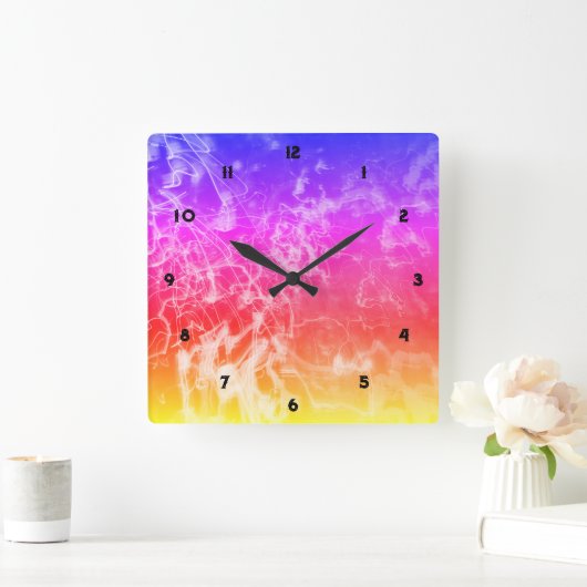 Electric Light Lines Gradient Abstract Modern. スクエア壁時計 (ホーム)