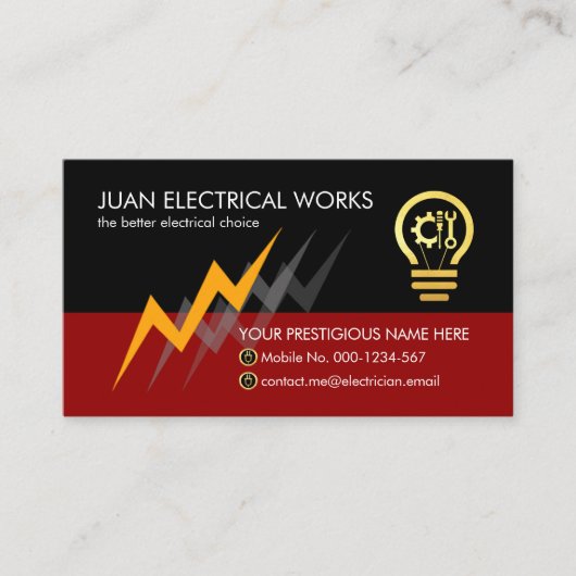 Electric Lightning Powers Electrician Service 名刺 (正面)