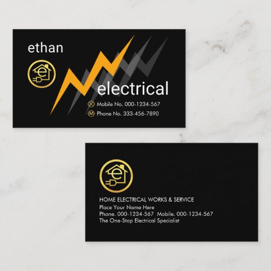 Electric Lightning Powers Letter-e Electrical 名刺 (正面/裏面)