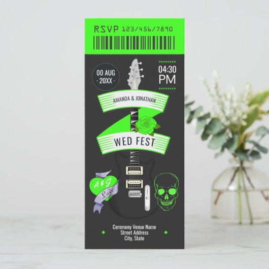 Electric Limeロックンロール ウェディングチケット 招待状 (スタンド正面)