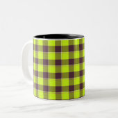 Electric Lime and Livid Brown Plaid ツートーンマグカップ (正面左)