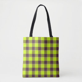 Electric Lime and Livid Brown Plaid トートバッグ