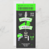 Electric Lime Rock ’n’ Roll Wedding Ticket 招待状 (正面)