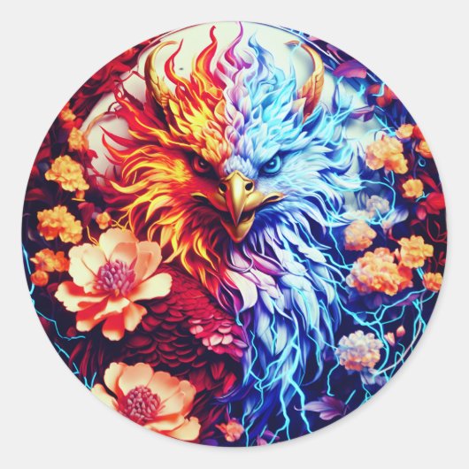 Electric Neon Eagle Sticker ラウンドシール (正面)