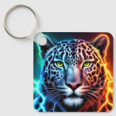 Electric Neon Leopard - Glowing Animal Design キーホルダー (正面)