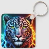 Electric Neon Leopard - Glowing Animal Design キーホルダー (裏面)