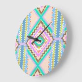 Electric Pastel Dream Kaleidoscope ラージ壁時計 (傾斜)
