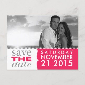 Electric Pink Sweet Beginnings Save the Date Photo 案内ポストカード