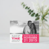 Electric Pink Sweet Beginnings Save the Date Photo 案内ポストカード (スタンド正面)