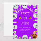 Electric Purple Classic Halloween Office Party 招待状 (正面/裏面)