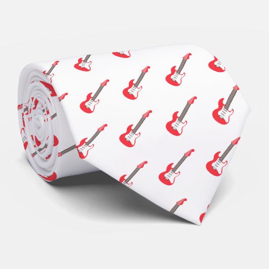 Electric Red Guitar Minimalist Rock Music Pattern  ネクタイ (ロール)
