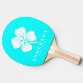 Electric Retro Cyan 四つ葉のクローバー 名入れ 卓球ラケット (横)