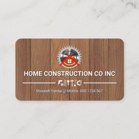 Electric Saw Home On Wood Handyman Tools 名刺 (正面)