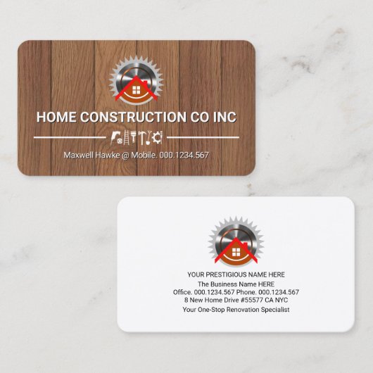 Electric Saw Home On Wood Handyman Tools 名刺 (正面/裏面)