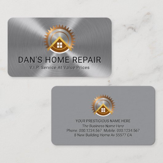 Electric Saw Rooftop On Silver Metallic Layer 名刺 (正面/裏面)