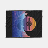 Electric Skateboard Vaporwave Retro Sunset Landsca フリースブランケット (正面(横))