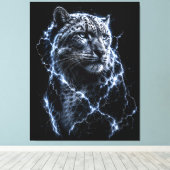 Electric Snow Leopard | 稲妻の大きなネコの肖像画 キャンバスプリント (インサイチュ (ウッドフロア))