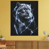 Electric Snow Leopard | 稲妻の大きなネコの肖像画 キャンバスプリント (インサイチュ (リビング))