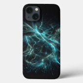 Electric Teal Digital Grid Phone Case - Wavy Fiber Case-Mate iPhoneケース (裏面)
